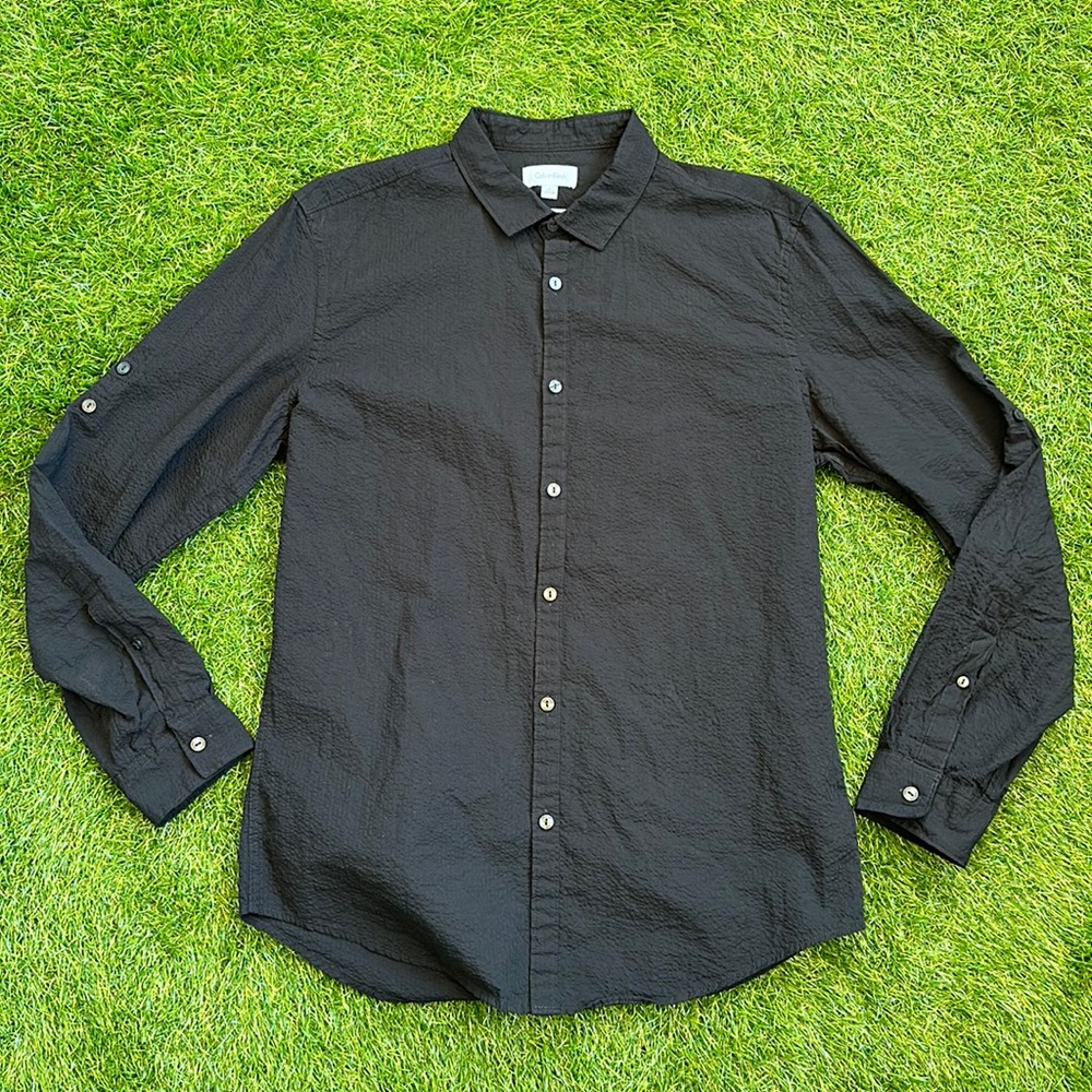 Calvin Klein Tonal Seersucker Slim-fit Button-down Shirt